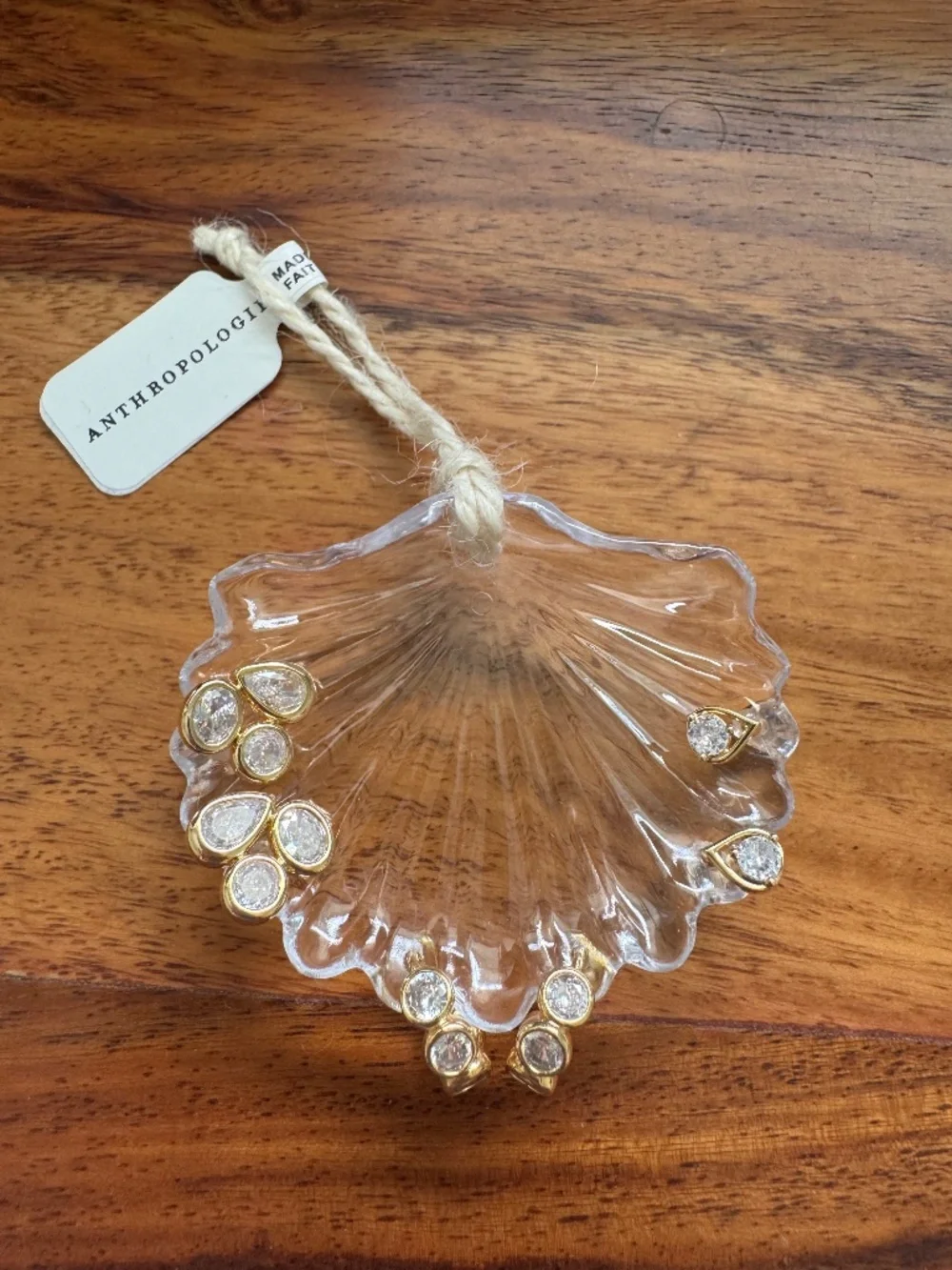 Anthropologie Summer Shell Crystal Earrings, Set of 3 NWT GOLD Summer Boho Beach
